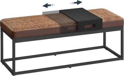 Panca Contenitore Ingresso SONGMICS HOME Luiz, Marrone Noce/Antracite, Imbottita Reversibile, Ripiano Rimovibile, Portata 300kg