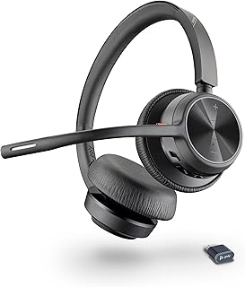 Poly Voyager 4320 Wireless UC Headset - Stereo Headphones with Noise Cancelling Microphone Arm - Connect to PC/Mac/Mobile Phone via Bluetooth - Compatible with Teams, Zoom and More