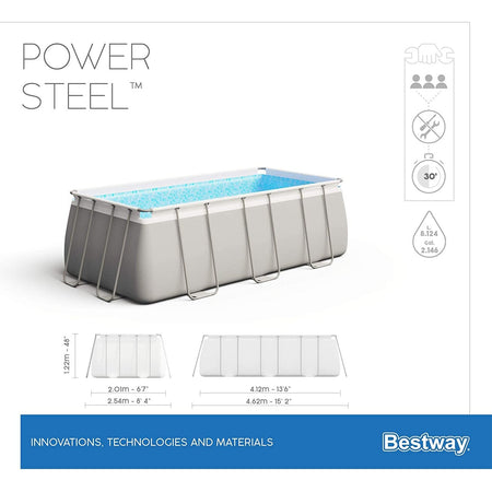 Piscina fuori terra rettangolare 412x201x122 cm Bestway per esterno completa di pompa di filtraggio scaletta dispenser