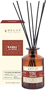 Helan Babbà al Rhum - Profumatore per Ambienti, Profumo Ambiente con Bastoncini per Diffusori con Pera, Vaniglia, Melassa e Cannella Idee Regalo Deodorante e Profumatori Ambiente 200 ml, Made in Italy