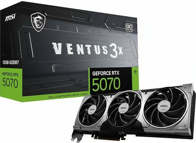 MSI GeForce RTX 5070 12G Ventus 3X OC - 12GB GDDR7 (28Gbps/192-bit), PCIe 5, Boost: 2542 MHz, HDMI 2.1b, DisplayPort 2.1b
