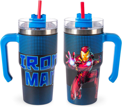 Tazza termica mug con cannuccia inox (600ml) MARVEL IRON MANH&H