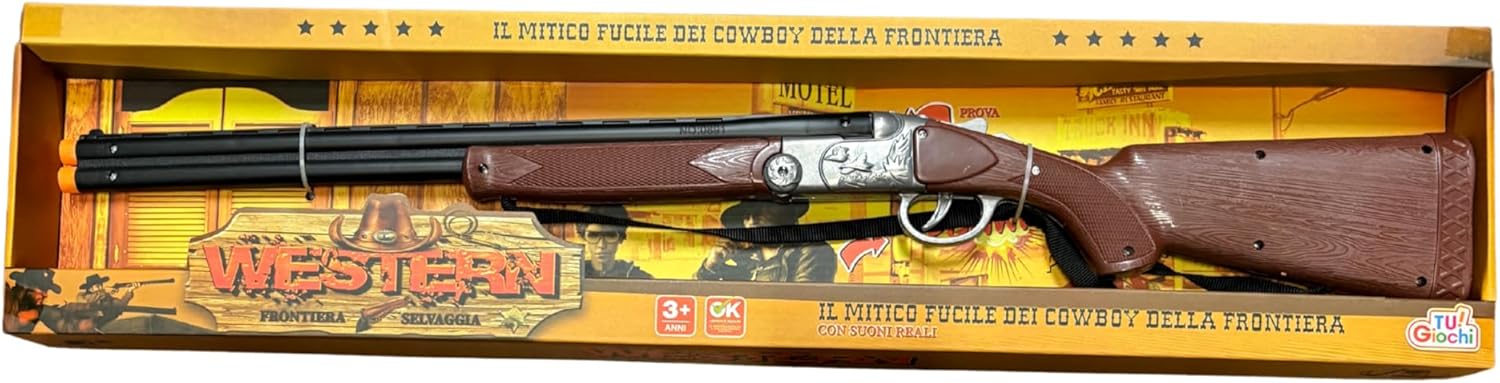 TuGiochi Western Frontiera Selvaggia Fucile Giocattolo da Cowboy, con Suoni Reali, per Bambini 3+ Anni