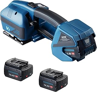 VEVOR Electric Strapping Machine, for 0.35 to 5/8 inch PP/PET Strapping Device, Electric Strapping Device with Digital Display, 2 x 4000mAh Battery Operated Quick Gripping Machine