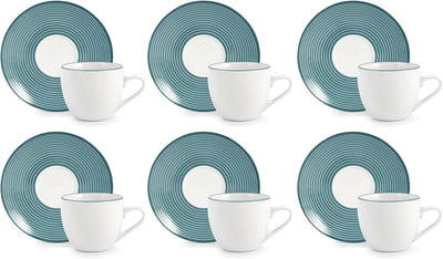 Confezione 6 tazze caffè echo con piatto in porcellana decorataH&H