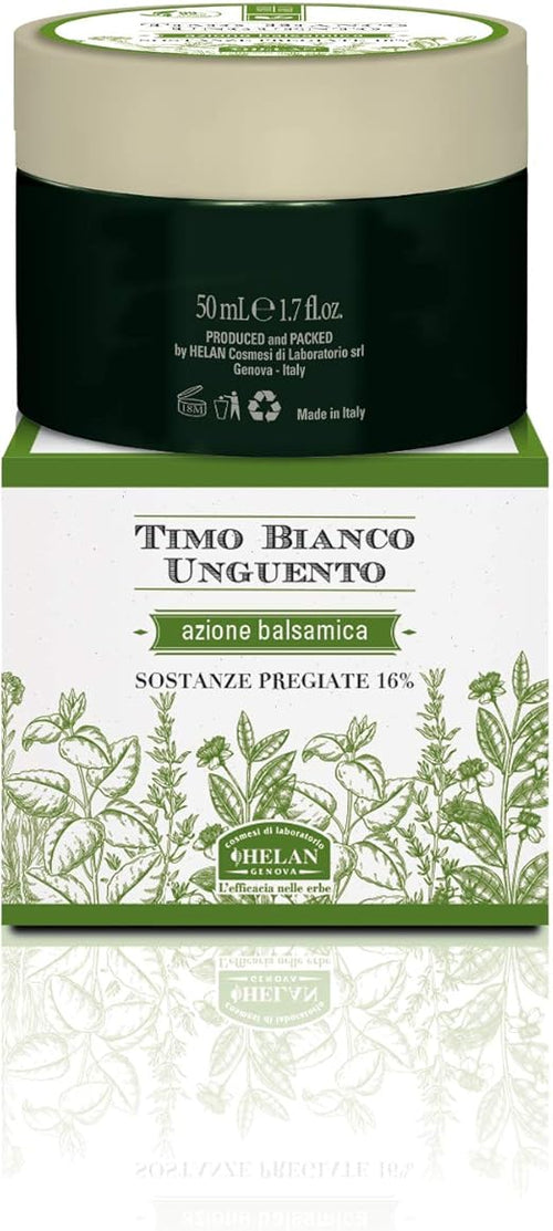 Helan, I Rimedi, Unguento Balsamico Lenitivo, Balsamo per Rapido Sollievo Respiratorio e Riposo Notturno con Oli Essenziali di Timo, Menta Piperita, Olio di Mandorle Dolci e Vitamina E, 50 ml