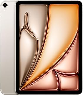 Apple 11 iPad Air (M2): Liquid Retina Display, 512GB, 12MP Landscape Front Camera/12MP Rear Camera, WiFi 6E and 5G Cellular with eSIM, Touch ID, Battery for All Day - Polar Star