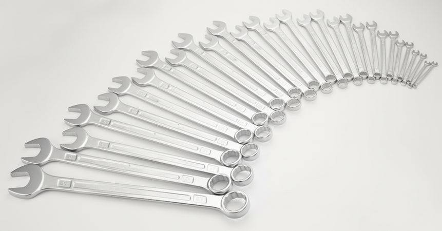 HAZET 600N/30 12-Point Traction Profile Polished Head Combination Wrench Set - Chrome-Plated