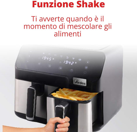 Friggitrice ad aria elettrica "Eldorada dual" ideale per tutti i tipi di frittura, capacità 5,5 + 3,5 litri