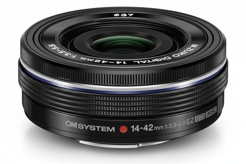 OM SYSTEM M Zuiko Digital 14-42 mm F3.5-5.6 EZ Lens, Standard Zoom, Suitable for All MFT Cameras (Olympus OM-D and Pen Models, Panasonic G Series), Black