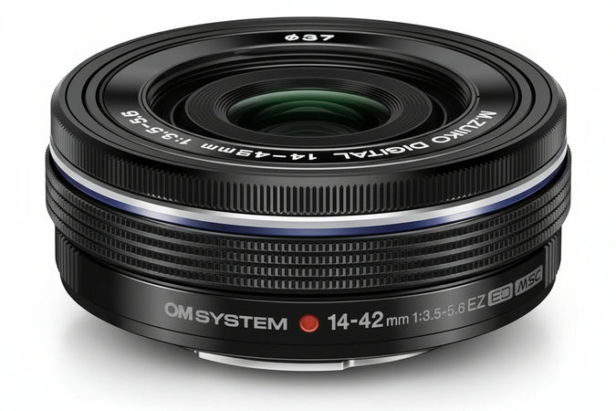 OM SYSTEM M Zuiko Digital 14-42 mm F3.5-5.6 EZ Lens, Standard Zoom, Suitable for All MFT Cameras (Olympus OM-D and Pen Models, Panasonic G Series), Black