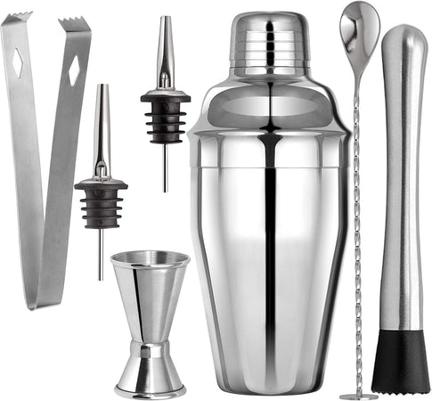 Set bartender 8 pezzi Shaker per cocktail con cassetta in legno idea regalo