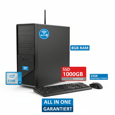 GMR Ultra i7 Business Office PC - Fast Calculator  3 Year Warranty  32 GB RAM  1000GB SSD  DVDRW  USB 3  Windows 11 Pro  WiFi Bluetooth