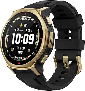 Amazfit T-Rex 3 Pro Outdoor Smartwatch 44 mm Sapphire AMOLED Torch, Titanium Bezel, Dual Band GPS, Offline Maps, Up to 17 Days Battery, 10 ATM, 180+ Sports Modes, Android & iPhone, Black Gold