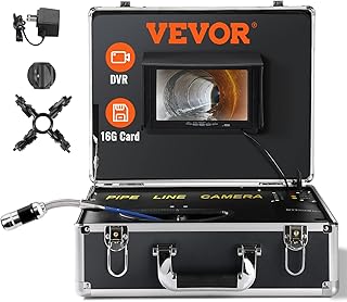 VEVOR Professional 7 Inch 480p Tube Camera 30 m Channel Camera Endoscope 1000TVL Inspection Camera 130 Viewing Angle 25 mm Camera Diameter 4500 mAh Battery for 6 Hours Endoscope Camera Tube DVR &