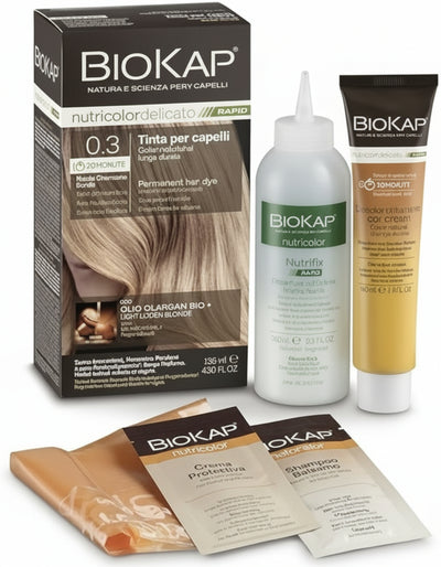 BIOKAP Nutricolor Delicato Rapid, Tinta capelli Senza Ammoniaca, Colorazione Capelli, Nutre, Colora e Ripara, Colorazione Con 10 Minuti Di Posa, 9.3 Biondo Chiarissimo Dorato, 135ml