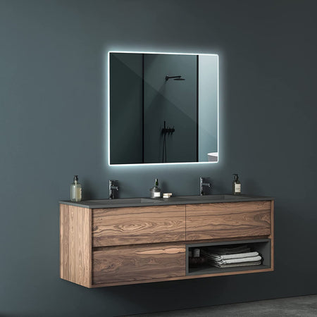 Specchio retroilluminato quadrato da bagno a LED prodotto Artigianale "Made in Italy"