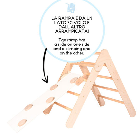 Triangolo di Pikler richiudibile con rampa per arrampicata