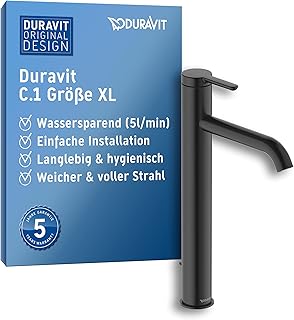Duravit C11030 Rubinetto per lavabo, Nero Matte