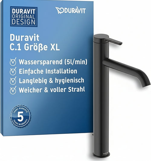 Duravit C11030 Rubinetto per lavabo, Nero Matte