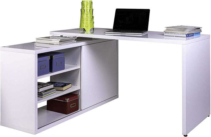 Scrivania angolare da ufficio e cameretta con cassettiera 150 cm Bianca "Made in Italy"