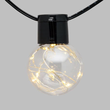 Catena solare 15 lampadine Ø 50 mm luce calda da esterno 6 mt