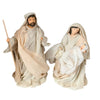 Natività completa statue per presepe vestiti in tessuto Bianco e Beige h 20 cm