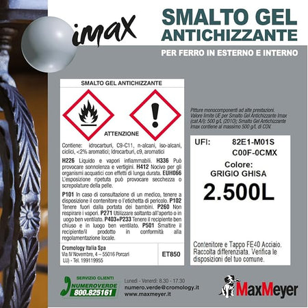 MAXMEYER - IMAX SMALTO GEL DECORATIVO ANTICHIZZANTEGRIGIO GHISA LT 2,5