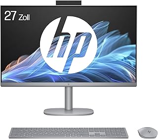 HP OmniStudio X 27-cs0253ng All-in-One AI PC, 27 inch Anti-Glare FHD Display, Intel Core Ultra 5 125H, 16GB DDR5-SDRAM, 512GB SSD, Intel Arc Graphics, Windows 11 Home, QWERTZ Keyboard, Silver