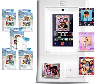 HP Sprocket Photo Box Machine Instant Colour Photo Printer (White) Paper Package + Zinc 3.5 x 4.25 Inch Zinc Self-Adhesive Photo Paper (500 Sheets)
