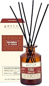 Helan Babbà al Rhum - Profumatore per Ambienti, Profumo Ambiente con Bastoncini per Diffusori con Pera, Vaniglia, Melassa e Cannella Idee Regalo Deodorante e Profumatori Ambiente 100 ml, Made in Italy