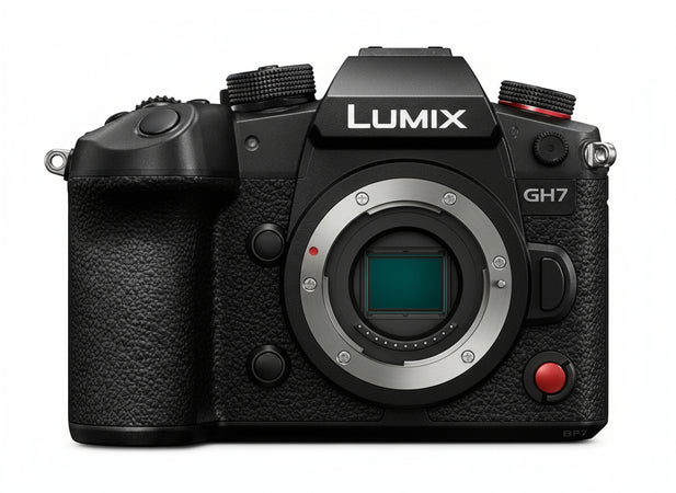 Panasonic Lumix DC-GH7E Micro Four Thirds Camera, 25.2MP, Open Gate, C4K/4K 4:2:2 60/50p Video, Phase Hybrid AF, Active is, LUT, 32-Bit Float Audio, OLED Viewfinder, Rotating Monitor, Black