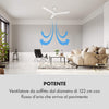 Ventilatore a soffitto con 3 pale in metallo ed interruttore da muro Ø 140 cm