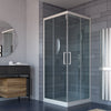Box doccia angolare Aurora in cristallo 6 mm con profili in PVC apertura centrale riducibile Made in Italy