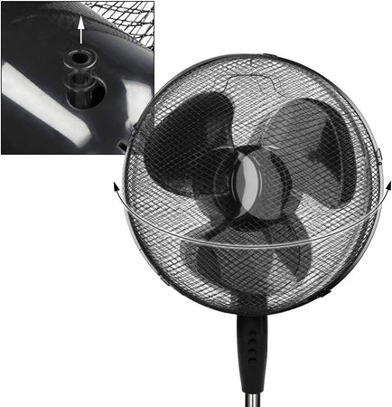 Ventilatore a piantana 3 velocità, pala da Ø 40 cm altezza regolabile h 125 cm