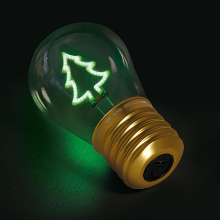 Legami Lampada da Tavolo a forma di Lampadina, For Indoor Use Only, Ricaricabile con Cavo USB, Senza Fili, Tema Xmas Tree