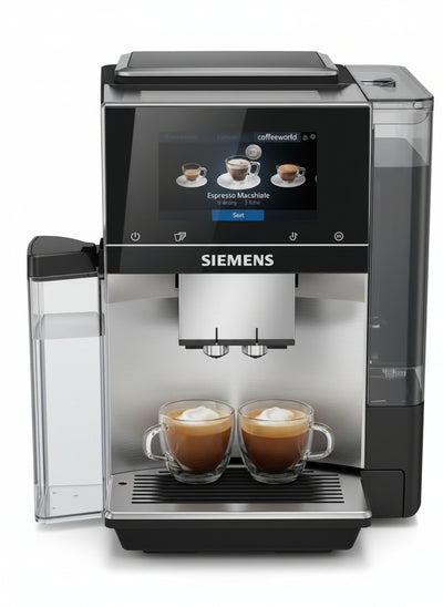 Siemens Fully Automatic Coffee Machine EQ700 Integral, Large Coloured TFT Display, 36 Hot and Cold Drinks, Cold Brew, 2-Cup Function, App Control, Automatic Cleaning System, Stainless Steel, Black