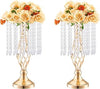 VEVOR 20PCS 43cm High Crystal Glass Flower Stand Wedding Metal Vase for Wedding Centerpieces Golden Flower Holder Flower Stand for Table Wedding Dinner Party