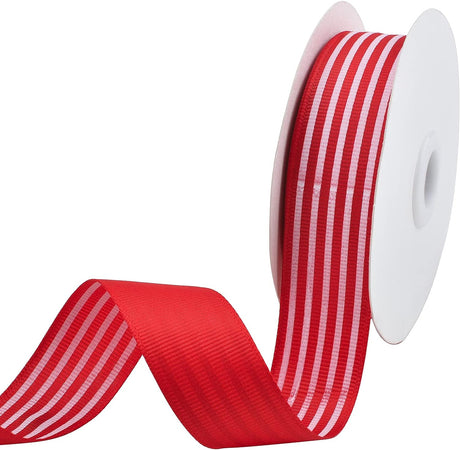 Nastro in tessuto decorativo, colore rosso e bianco, per confezioni regalo