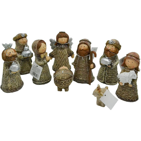 Natività completa con re magi "Tipo Thun" presepe in poliresina 9 soggetti h 11 cm