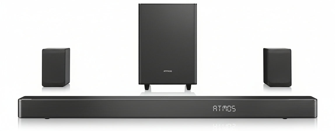 Hisense AX5125H 5.1.2 Soundbar with Wireless Subwoofer and Rear Speakers, 500W, Dolby Digital Plus, Dolby Atmos, Bluetooth, HDMI eARC/Optical/AUX/USB, Black (2024)