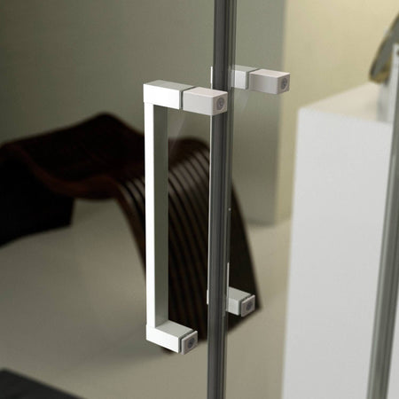 Box doccia angolare "Aurora" in cristallo 6 mm con profili in PVC apertura centrale riducibile "Made in Italy"