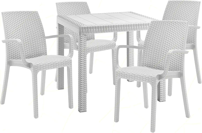 Sedia in Polipropilene  "Phoenix" con braccioli effetto rattan, adatto per bar e strutture