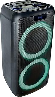 Ibiza FREESOUND400 Tragbarer batteriebetriebener Lautsprecher mit Bluetooth, USB, SD und AUX-IN mit Stimmungs-LEDs - 400W - Schwarz.