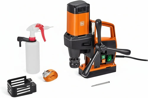 FEIN Eco Magnetic Core Drill KBE 32 QW 1-Speed for Drill Bits, Extremely Small and Lightweight, Max. Drilling Diameter HM/HSS: 32 mm, Core Drill Holder: 3/4 Inch Weldon, Max. Drilling Depth 50 mm