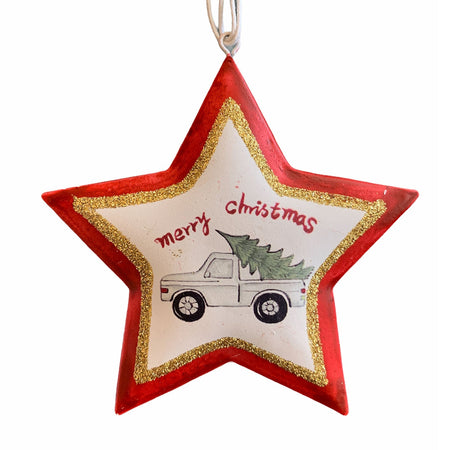 Pendaglio in latta h 8 cm, pallina per Albero di Natale addobbi natalizi