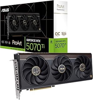ASUS ProArt GeForce RTX 5070 Ti OC Edition 16GB GDDR7 Content Creation Graphics Card (NVIDIA Blackwell, DLSS 4, Gaming, 2.5-Slot, 1x USB Type-C, 1x HDMI 2.1b, 2X DisplayPort 2.1b