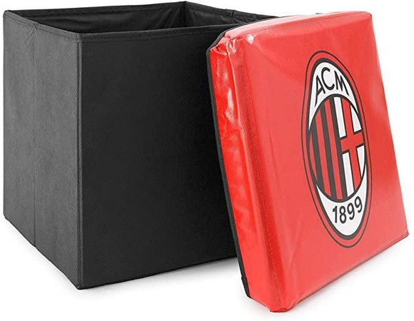 Pouf Contenitore Ufficiale Smart box Salva Spazio Squadre A.C. Milan S18 - Passarelli Biancheria