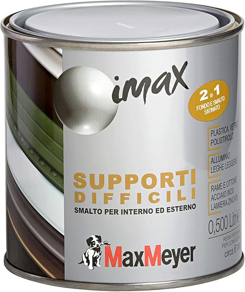 MAX MEYER - IMAX SMALTO SPECIALE ALL'ACQUA PER SUPERFICI DIFFICILI 0,500 ML ALLUMINIO