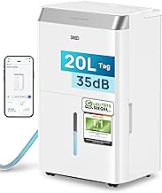Dreo Electric Dehumidifier, App & WiFi, 20 L/24 h, Room Dehumidifier Quiet 35 dB, 40 m/100 m, Dehumidifier Energy Saving, 3 Modes, 3.4 L Tank, Tumble Dryer & 24 Hour Timer, for Bedroom & Bathroom